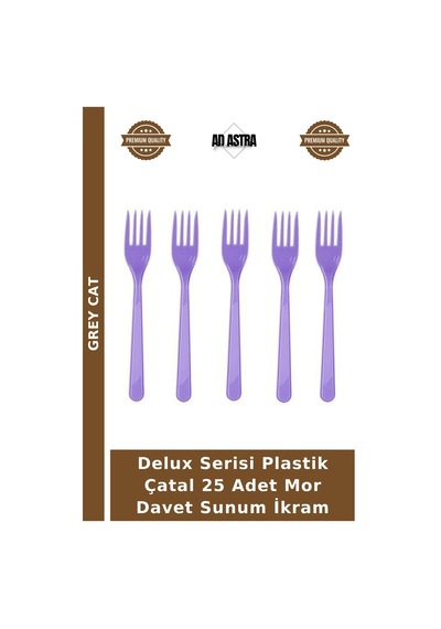 Delux Serisi Plastik Çatal 25 Adet Mor Davet Sunum İkram
