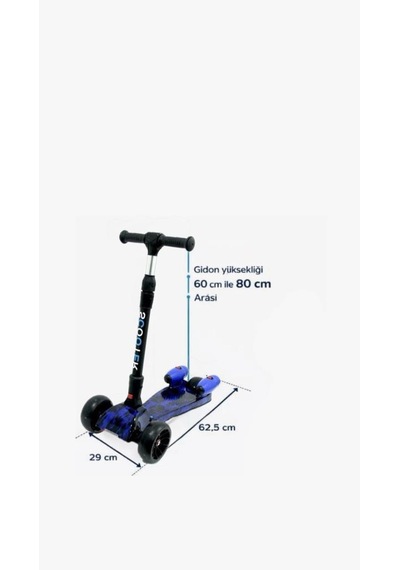 Işıklı Sesli Duman Atan 100 Kg Taşıma Kapasiteli Desenli Büyük Boy 3 Tekerlekli Çocuk Scooter Mor