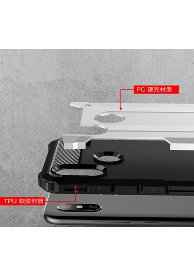 Kilifone - Xiaomi Mi 6x / Mi A2 Uyumlu - Kılıf Çift Katman Koruyucu Crash Military Tank Kılıf - Siyah Siyah