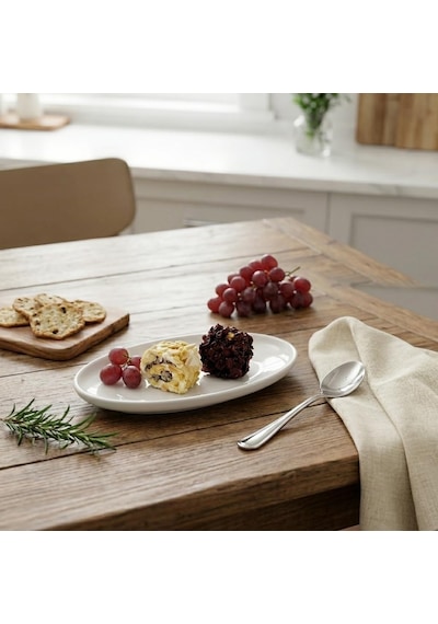 Deconox 6'li Porselen Küçük Boy Oval Tabak Seti - Minimalist Beyaz Sunum Tabağı Kahvaltılık Mezelik Ve Sosluk Ser Diğer