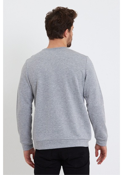 Süperlife Erkek Bisiklet Yaka Regular Fit Brooklyn Baskılı İnce Sweatshirt Spr23sw330 Gri Melanj