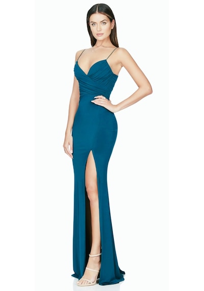 Hanife Glam Couture Hanife Glam Sandy Elbise Petrol