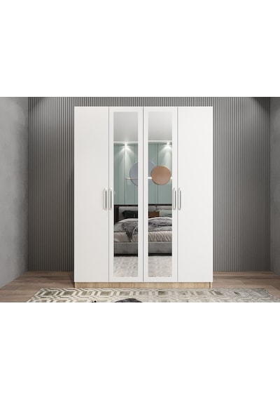 Bevel 4 Kapaklı Gizli Çekmeceli Gardırop Mb 140 Cm - Montaj Dahil