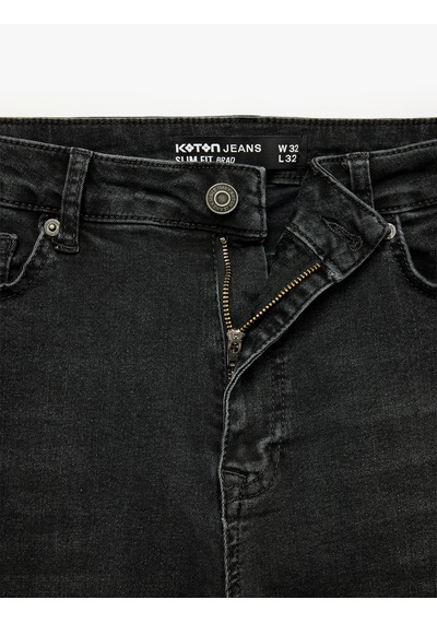 Koton Pamuklu Normal Bel Cepli Slim Fit Jean Pantolon - Slim Fit Jeans Antrasit 7wam40382nd