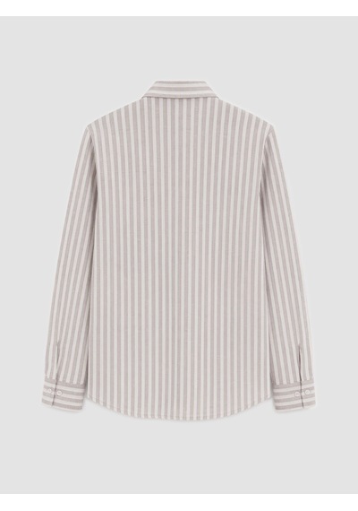 Lcwaıkıkı Classic Gri Regular Fit Çizgili Poplin Erkek Gömlek