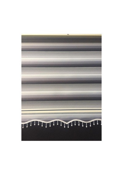 Gri Renk Geçişli Boncuklu Zebra Stor Perde Gri - 106387835 Gri