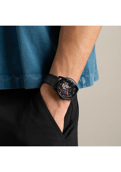 Fossil Fle1247set Marvel X Fossil Limited-edition Spider-man Erkek Kol Saati Ve Yaka İğnesi Seti Siyah