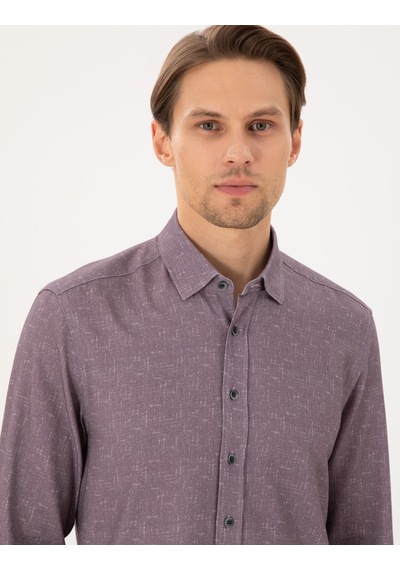 Pierre Cardin Erkek Mor Gömlek Desenli 50292282-vr038 Mor