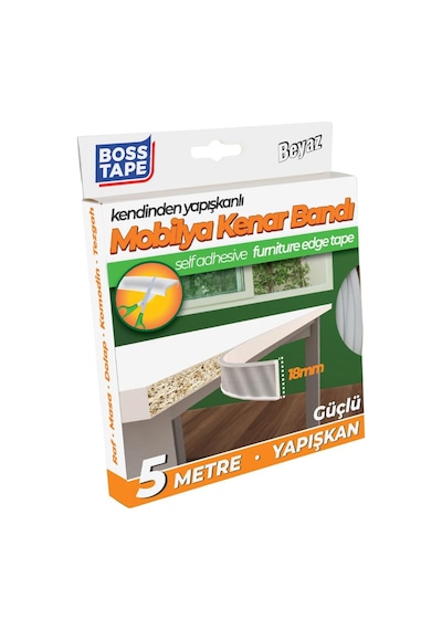 Mobilya Kenar Bandı Kendinden Yapışkanlı 18 Mm 5 Metre Beyaz