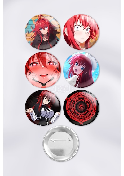 Rias Gremory High School Dxd Çanta Süsü Rozet İğneli Buton Rozet Seti 6 Adet Altılı