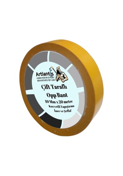 Çift Taraflı Bant İnce Şeffaf 19 mm 20 Metre 1 Adet Artlantis Resim Tablo Fotoraf Halı Yapıştırıcısı 1 Adet