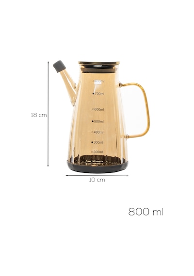 Porsima Yh009-d01 Metal Kapaklı Vakumlu Ölçekli Borosilikat Renkli Cam Yağdanlık - Sızdırmaz Yağlık Sirkelik 800ml Diğer