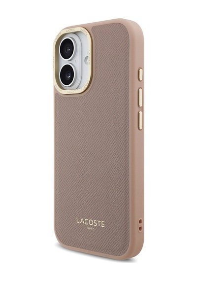 Apple Uyumlu iPhone 17 Kılıf Lacoste Lisanslı M-safeli Champs Elysees Pu Deri Tasarımlı Kapak Pembe Pembe