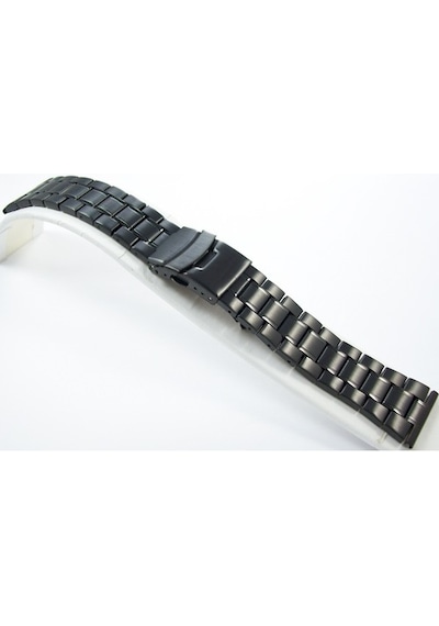 24Mm Siyah Metal Saat Kordonu Çelik Kolçak 1.Kalite Kayış Şeritli