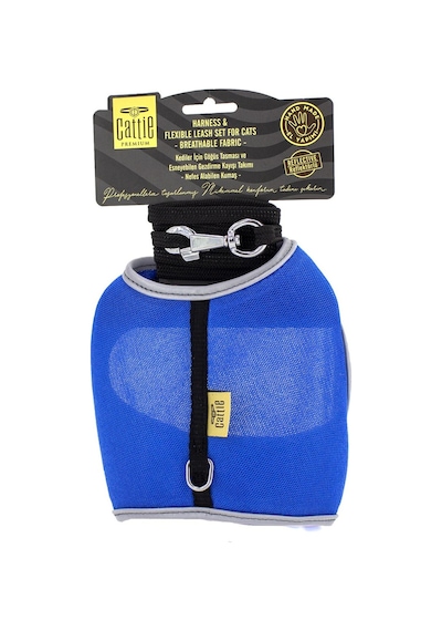 Doggie Havalı Dokuma Kedi Göğüs & Gezdirme Takımı 1x25-35cm Mavi