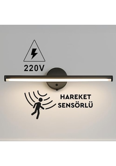 Sök-tak Beyaz Yapışkanlı Sensörlü Elektrikli Led Aplik 38cm - 220v Enerji Sınıfı A 10 Parça Siyah