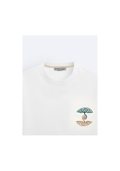 Oversize Unisex Ekru T-shirt - Hayat Ağacı Ekru