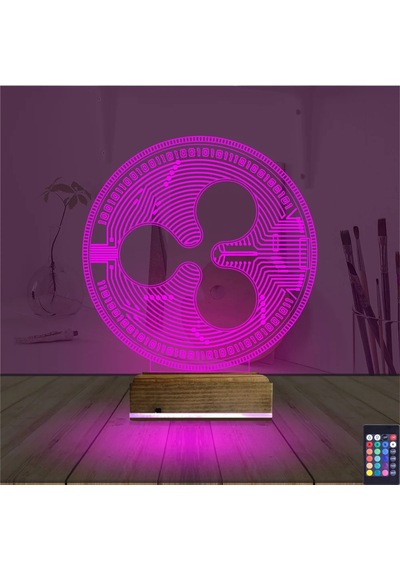 Luvivia Crypto Ripple Xrp Coin 3d Lamba - Masa Gece Lambası Şeffaf
