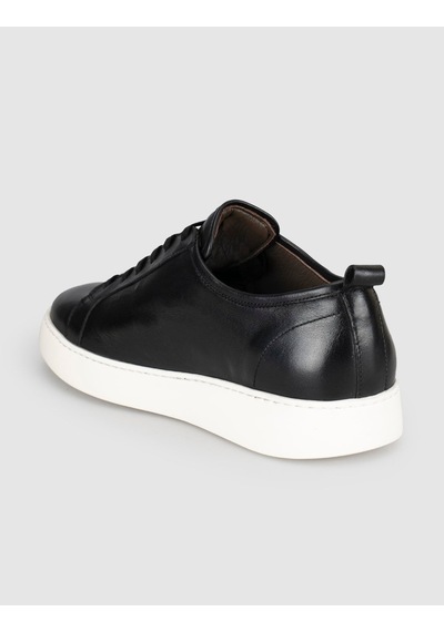 Cabani Siyah Hakiki Dana Deri Bağcıklı Günlük Erkek Sneaker