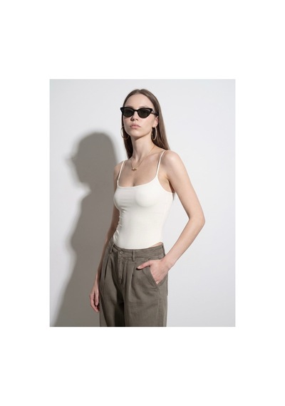 Dilvin 21216 Askılı Bodysuit-ekru-16503