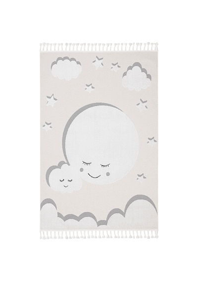 Sparkle Krem Gri Anne Çocuk Bulut Figürlü Çocuk Odası Halısı 133x Gri