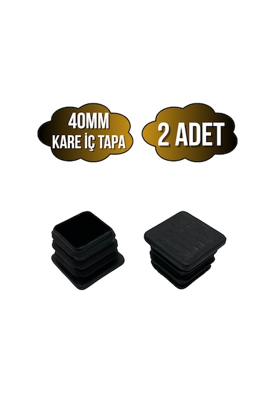 Kare Demir Profil İç Tapa Geçme Plastik Ayak Geçme Koruma Plastiği 40mm 2 Adet Siyah