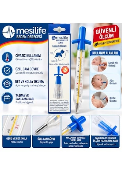 Mesilife Cr.w00 Cıvasız Cam Gövdeli Mekanik Vücut Termometresi
