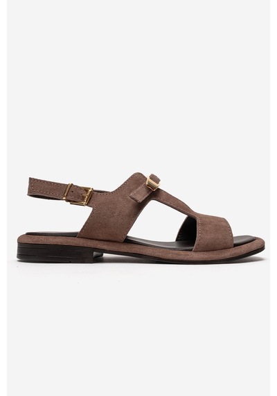 Luvishoes Auren Vizon Süet Hakiki Deri Tokalı Kadın Sandalet