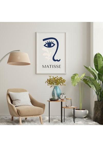 Mavinin Güzelliği Matisse Duvar Tablosu Çerçeveli 2'li Set Beyaz Renk 21 X 30 Boyut/ebat