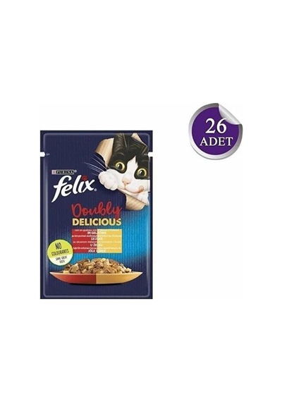 Çifte Lezzet Sığır & Tavuklu Kedi Yaş Mama 26 X 85 Gr
