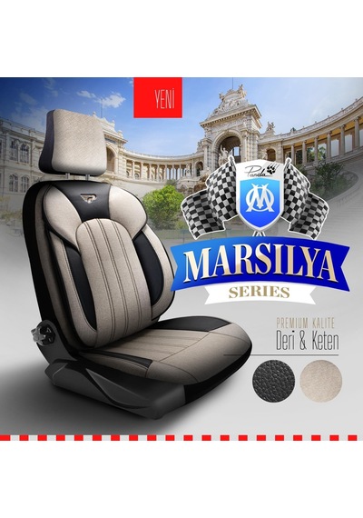 Panda Marsilya Serisi Keten Kumaş Oto Koltuk Kılıfı   - Tam Set