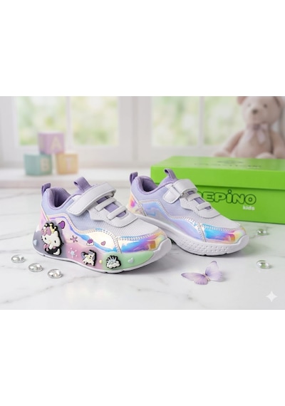 Pepino By26-2184 Pepin 2184 Kız Çocuk Işıklı Ayakkabı Beyaz-lila