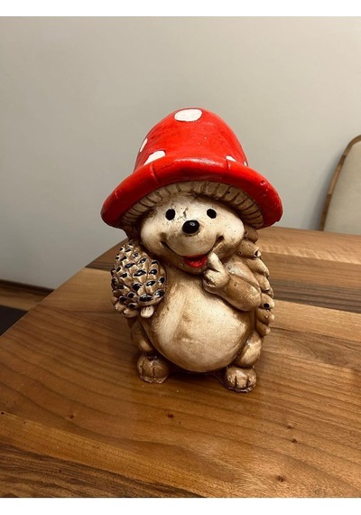 Dekoratif 30cm Beyaz Benekli Kirpi Ev Balkon Bahçe Dekorasyonu Bohem Heykel Biblo Diğer