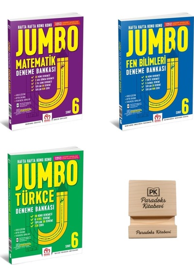 Model Eğitim 6. Sınıf Jumbo Matematik Fen Bilimleri Ve Türkçe Deneme Bankası 3lü Set+ Telefon Standı