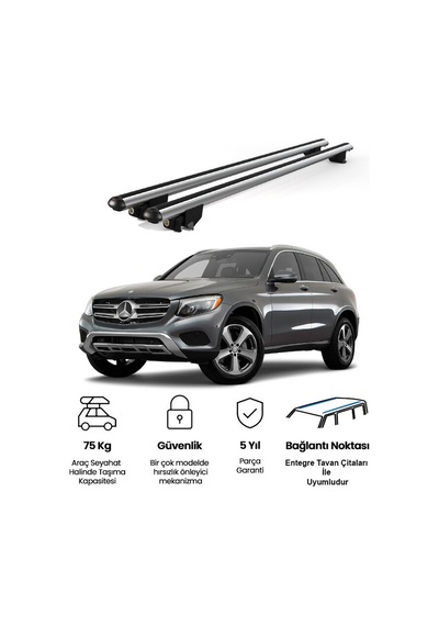 Kanca Mercedes Glc 2015 Ve Sonrası Uyumlu Gri Kilitli Ara Atkı 120cm Port Bagaj Tavan Barı