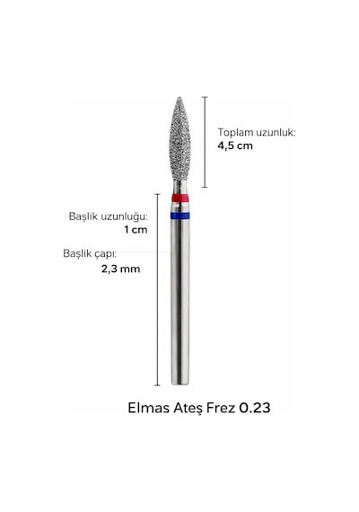 Elmas Freze Başlık Yumuşak - Kırmızı/mavi Ateş 0,23 Mm- Adet Fiyatı