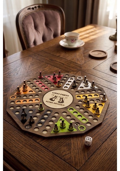 Ahşap Ludo Oyunu Kızma Birader - 6 Kişilik Premium Masa Oyunu