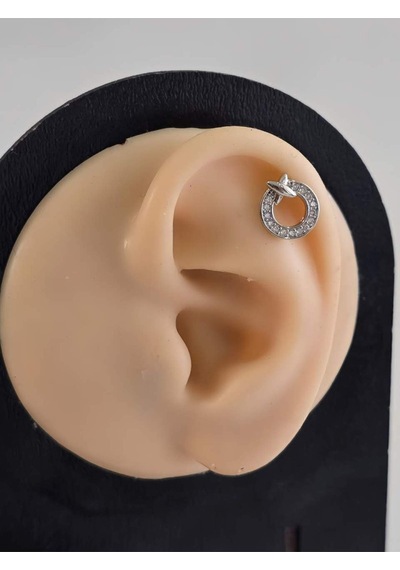 Halka X Artı Model Kıkırdak Piercing Tragus Helix Silver Gümüş Renk Küpe Silver