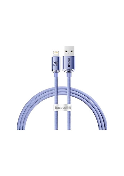 Crystal Shine, 2.4 A Usb-a & Lightning Data Ve Şarj Kablosu, 1.2 Metre, Mor, Cajy000005