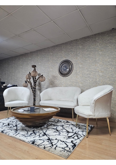 Zafir Teddy Takım Gold Kaplama Sivriltme Ayak Çay Seti Koltuk - Berjer , Balkon, Salon, Ofis Krem Zafir Teddy Takım Gold Kaplama Sivriltme Ayak Çay Seti Koltuk - Berjer , Balkon, Salon, Ofis Krem