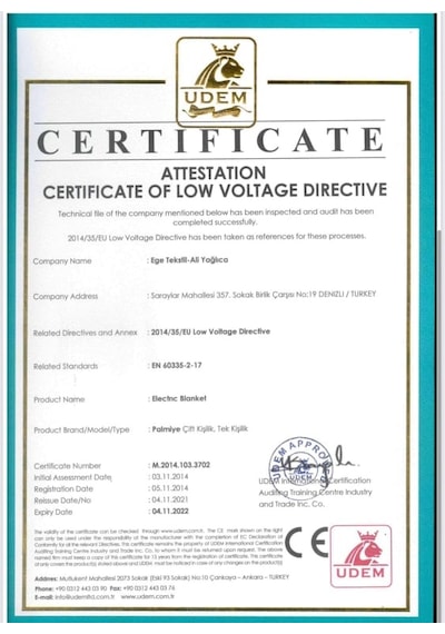 Palmiye Çift Kişilik Elektrikli Battaniye 115x150