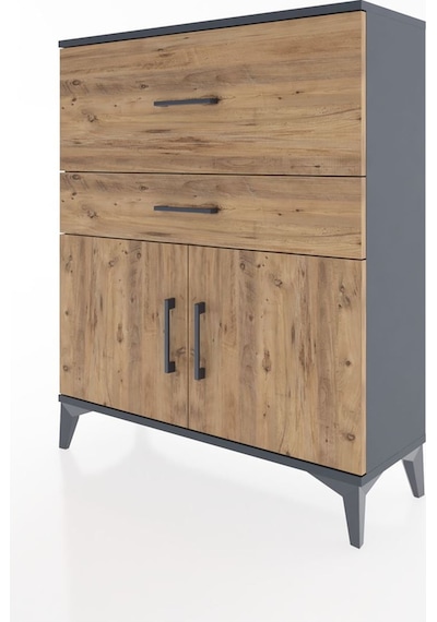 Arges Şifonyer Tek Raflı 2 Çekmeceli 2 Kapaklı 88x30x106 Antr... Antrasit
