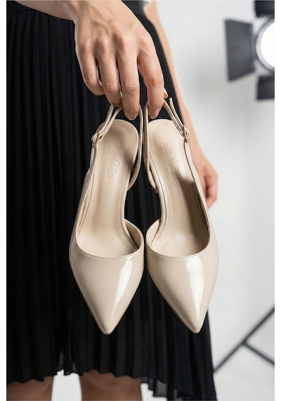 V.s.h Velvet Kadın Sivri Burun Bej Arkası Bantlı Stiletto Topuklu Abiye Ve Ofis Topuklu Ayakkabısı-2456 V.s.h Velvet Kadın Sivri Burun Bej Arkası Bantlı Stiletto Topuklu Abiye Ve Ofis Topuklu Ayakkabısı-2456