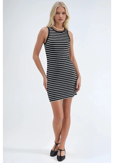 Hiccup Bisiklet Yaka Bodycon Mini Elbise Ellie Collection Siyah 02