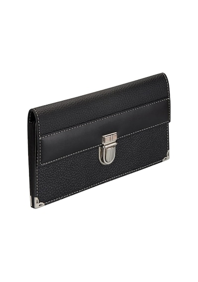Çek Ve Senet Portföyü Unisex Mini Bag Organizer 13 Cepli Vegan 13,5x24 Cm.,siyah Genel