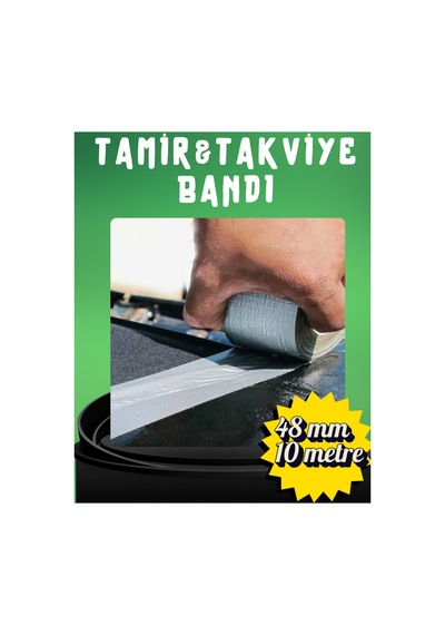 Gri Tamir Ve İzolasyon Bandı 48mm X 10 Metre - Su Geçirmez Güçlü Duct Tape Sızdırmazlık Bandı Tamir Takviye Bandı
