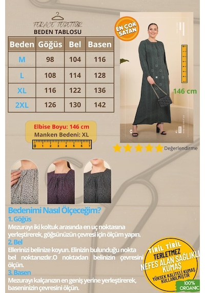 Ferace Tesettür Kadin Buyuk Beden Çıtır Desen Uzun Anne Günlük Elbise 001