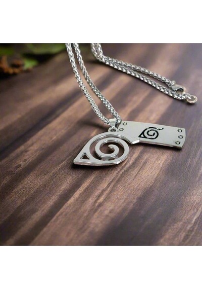 Konaha Alınbandı Simgeli Kolye 60 Cm Zincirli Naruto Anime Temalı Unisex Takı Çok renkli
