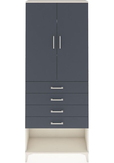 Arges Dolap 3 Raflı 4 Çekmeceli 2 Kapaklı 88x30x221 Aytaşı-antrasit Aytası