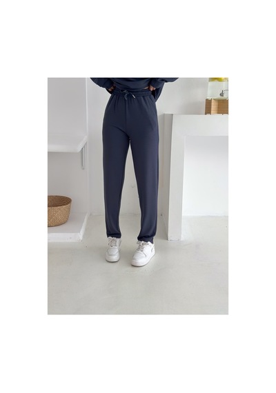 Gugus Kadın Yarım Fermuarlı Model Beli Lastikli Dar Paça Eşofman Takımı Füme